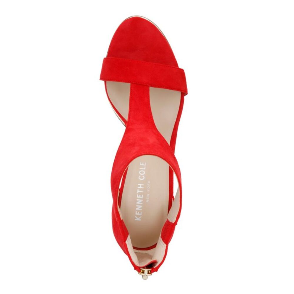 NWT KENNETH COLE Womens Red Brooke Almond Toe Stiletto Leather Sandals 8 M